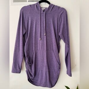 Purple Hooded Long Sleeve Top